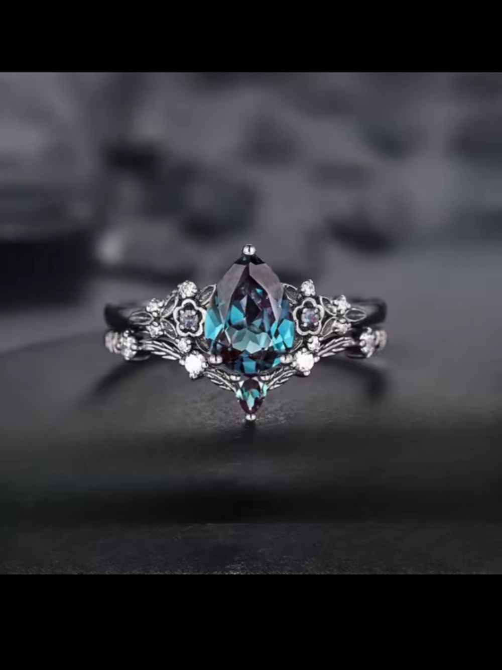 Stunning Sterling Silver Teardrop Mystic Blue Agave Ring!!💍 Very Beautiful!!!